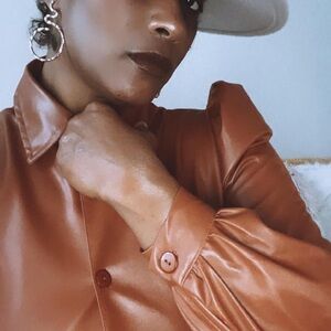 Women's Brown Leather Top